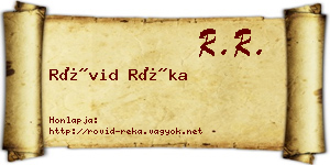 Rövid Réka névjegykártya
